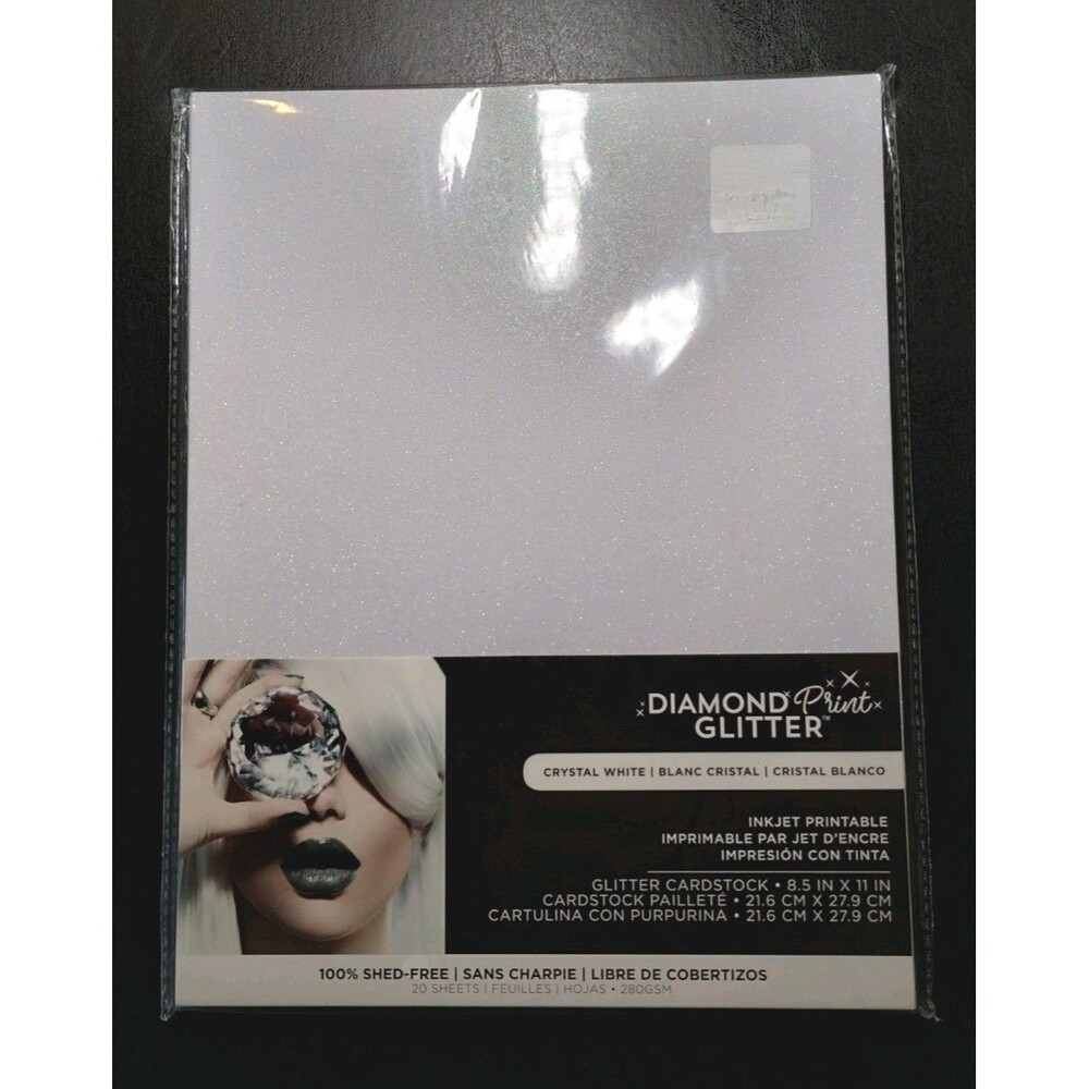 Harmony Paper Inkjet Printable Glitter Paper, Crystal White, 8.5"x11", 20 Sheets